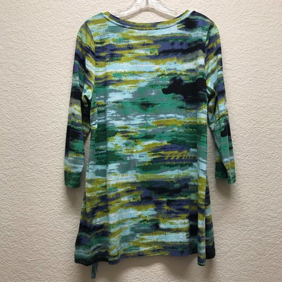 LOGO Green Multicolor Ruched Tunic Top - Picture 4 of 4